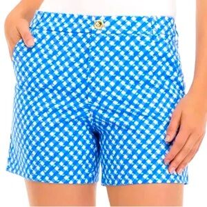 Lilly Pulitzer Gretchen High Rise Short Boca Blue Double Checking Sz 4 NEW